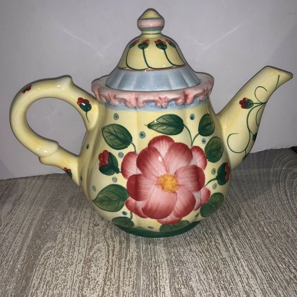 Teapot Collectibles 9" Tall  Hand Painted Magnolia - Picture 2 of 12